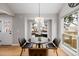 Cozy dining area with a round table, black chairs, lots of natural light, and views of the back yard at 8827 Cactus Flower Way, Highlands Ranch, CO 80126