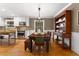 Stylish dining area featuring hardwood floors, white cabinetry, and modern lighting fixtures at 7770 S Ivy Way, Centennial, CO 80112