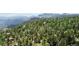 Scenic aerial view showcasing a home nestled among lush greenery and mountain views at 11760 Baca Rd, Conifer, CO 80433