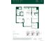 Two bedroom floor plan featuring primary bedroom, kitchen, living room, bathroom and balcony at 525 18Th St # 1203, Denver, CO 80202
