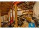 Unfinished basement with exposed beams and plentiful storage space at 7312 Grady Cir, Castle Rock, CO 80108