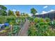 A well-maintained community garden featuring a variety of vegetables and flowers, showcasing a vibrant outdoor space at 13606 E Bates Ave # 102, Aurora, CO 80014