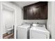 A laundry room with newer machines and plenty of storage at 1712 S Kline Way, Lakewood, CO 80232