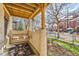 Relaxing front porch featuring a porch swing, decorative pillows, and a view of the street at 2314 Dexter St, Denver, CO 80207
