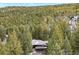 Aerial view of secluded home nestled in lush forest at 5575 Jackpine Rd, Evergreen, CO 80439