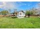 Charming backyard with lush lawn, stylish patio, and mature trees at 5326 Lowell Blvd, Denver, CO 80221