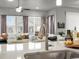 Sun-filled living room showcases a view from the kitchen bar, with comfortable seating and stylish décor at 9035 S Shawnee Ct, Aurora, CO 80016