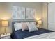 Bedroom showcasing a navy blue comforter and side tables with lamps, providing a cozy ambiance at 3887 Grand Baker St, Aurora, CO 80019