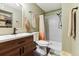 Updated bathroom with a stylish vanity, modern fixtures, and a tiled shower for a spa-like experience at 8555 Fairmount Dr # B202, Denver, CO 80247