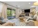Comfortable living room with a fireplace, TV, and sliding glass doors to a patio at 2117 S Balsam Ct, Lakewood, CO 80227