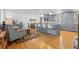 Bright and airy open concept features hardwood floors, a kitchen island, and seating area at 2117 S Balsam Ct, Lakewood, CO 80227