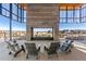 Outdoor fireplace with seating area and scenic views at 4237 Ridgewalk Pt, Castle Rock, CO 80108
