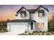 Two-story farmhouse style home with white siding, gray accents, and a three-car garage at 4237 Ridgewalk Pt, Castle Rock, CO 80108