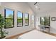 Bright bedroom featuring large windows, vaulted ceilings, wood floors, and a modern desk at 4590 Wolff St, Denver, CO 80212