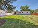 Spacious backyard featuring a well-maintained lawn, a privacy fence, and lush greenery at 3082 S Florence Ct, Denver, CO 80231