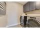 Convenient laundry room with washer, dryer, and upper cabinets at 17937 Herrera Dr, Parker, CO 80134