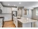 Spacious kitchen island, stainless steel appliances, quartz countertops and modern finishes in a bright, open space at 1443 Great Western Dr, Longmont, CO 80501