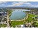 Expansive aerial view of the property and the serene lake nearby at 3414 W 18Th Ave, Denver, CO 80204
