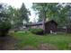 The backyard features beautiful green grass, mature trees, and a peaceful outdoor retreat at 1703 W Weaver Ave, Littleton, CO 80120