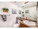 Well-maintained bathroom with a countertop and decorative accents at 17464 Crestview Ct, Monument, CO 80132