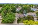 Real estate aerial shot showing a lovely home in a peaceful, tree-filled neighborhood, with mountain views at 4677 S Wolff St, Denver, CO 80236