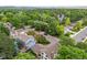 Real estate aerial view of a residential area featuring well-maintained homes surrounded by green trees, promoting tranquility at 4677 S Wolff St, Denver, CO 80236