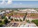 Aerial view showcases modern townhomes with mountain views in a well-maintained community at 453 S Quay Street, Lakewood, CO 80226