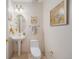 Powder room with a pedestal sink, modern toilet, and decorative artwork, perfect for guests at 1827 N Grant St # 1104, Denver, CO 80203