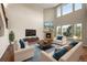 Spacious living room with high ceilings, a fireplace, and lots of natural light at 19782 W 59Th Ave, Golden, CO 80403