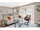 Bright living room with hardwood floors, a white sofa, and a large bay window for natural light at 2941 Oneida St, Denver, CO 80207