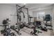 Basement home gym with various exercise equipment and natural light from window at 7696 S Hudson Way, Centennial, CO 80122