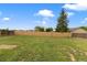 The backyard is fully fenced with plenty of green grass for enjoying the outdoors at 18396 E Mexico Pl, Aurora, CO 80017