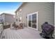 Relaxing outdoor deck area features backyard views with sliding glass door access to the interior at 18103 House Finch Ln, Parker, CO 80134