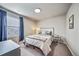 Cozy bedroom featuring a comfortable bed, side table, and soft lighting, with a window view at 18103 House Finch Ln, Parker, CO 80134