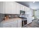Modern kitchen features white cabinets and stainless steel appliances and hardware at 18103 House Finch Ln, Parker, CO 80134