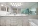 Bathroom featuring a double vanity, large mirror and bathtub at 7160 W Stetson Pl # 27, Littleton, CO 80123