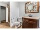 Cozy bathroom featuring modern fixtures, a stylish vanity, and a walk-in shower for a spa-like experience at 34498 Forest Estates Rd, Evergreen, CO 80439