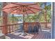 Entertain Gathering and friends on the deck with a custom bar area, blue barstools, and mountain views at 24860 N Mountain Park Dr, Evergreen, CO 80439
