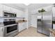 Kitchen features stainless steel appliances, granite countertops, and white cabinets at 11753 Elizabeth Cir, Thornton, CO 80233