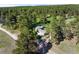 Aerial view displays a cozy home nestled among tall trees, with multiple vehicles parked nearby at 30886 County Road 17/21, Elizabeth, CO 80107