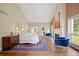 The main bedroom features a vaulted ceiling, stone fireplace, hardwood floors, and a sitting area at 30886 County Road 17/21, Elizabeth, CO 80107