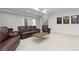 Cozy living room with leather sofas, a metal coffee table, and stylish wall art at 942 S Fulton St, Aurora, CO 80247