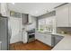 Stylish kitchen featuring stainless steel appliances, white cabinets, and an efficient layout at 1454 Utica St, Denver, CO 80204
