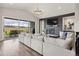 Stylish living room featuring a fireplace, tv, and sliding doors to the backyard at 863 Edenborn Pl, Castle Rock, CO 80104