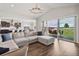 Spacious living room with open layout, hardwood floors, and large windows offering panoramic views, ideal for entertaining at 863 Edenborn Pl, Castle Rock, CO 80104