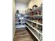 Spacious walk-in pantry with abundant shelving for organized storage and easy access to kitchen essentials at 863 Edenborn Pl, Castle Rock, CO 80104