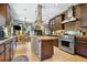 Bright kitchen with brick accents, an island, stainless appliances, and natural light at 4380 Sandstone Dr, Monument, CO 80132