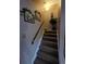 Carpeted stairway with handrail leads to the next level, decorated with panda artwork and a decorative plant at 604 S Xenon Ct, Lakewood, CO 80228