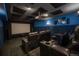 Cozy home theater features comfortable leather seating, a large screen, and acoustic paneling for an immersive viewing experience at 3125 Xenon St, Wheat Ridge, CO 80215