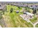 Overhead view of the community park, with playground, picnic area, and green spaces for recreation at 5826 S Jebel Way, Centennial, CO 80015